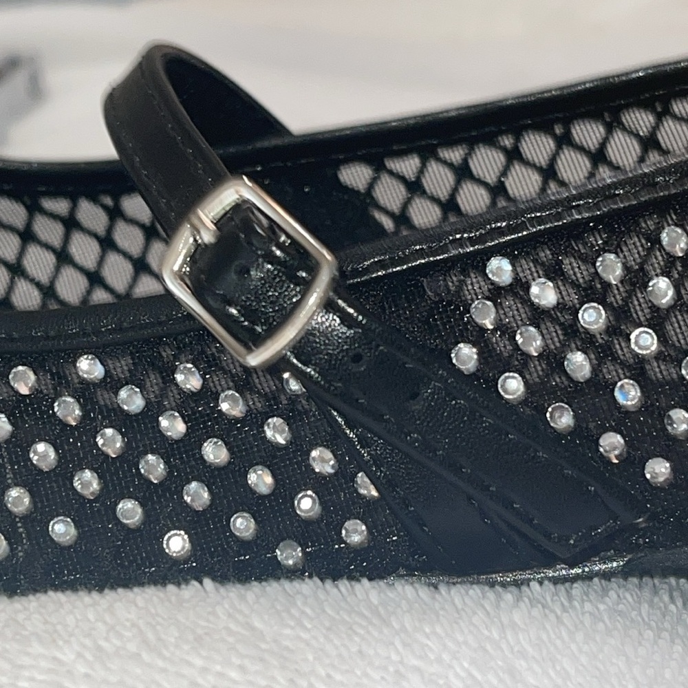 NWOT BERNESS FRIDA BLACK & Rhinestones Mesh Mary Jane Flats Sz. 8 - Picture 13 of 14